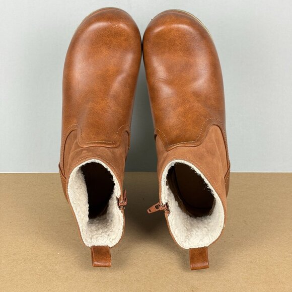 Universal Thread Maisie Clog Boots Womens 8.5 Cognac Brown Side Zip 2.5 Inch - Picture 10 of 11